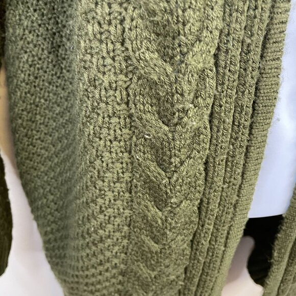 Dreamers Womens Forest Nature Chunky Cable Knit Sweater Sz M Olive Cardigan Cozy - Picture 7 of 13